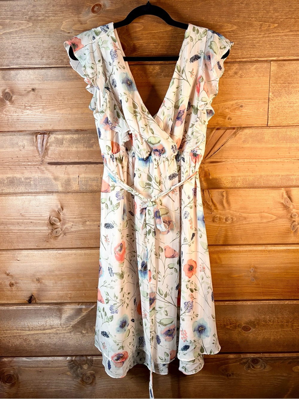 Jessica Simpson White Floral Wrap Top Mini Dress Size Small 💕